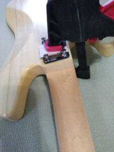Clamping the Solo Mini P-bass bolt-on neck